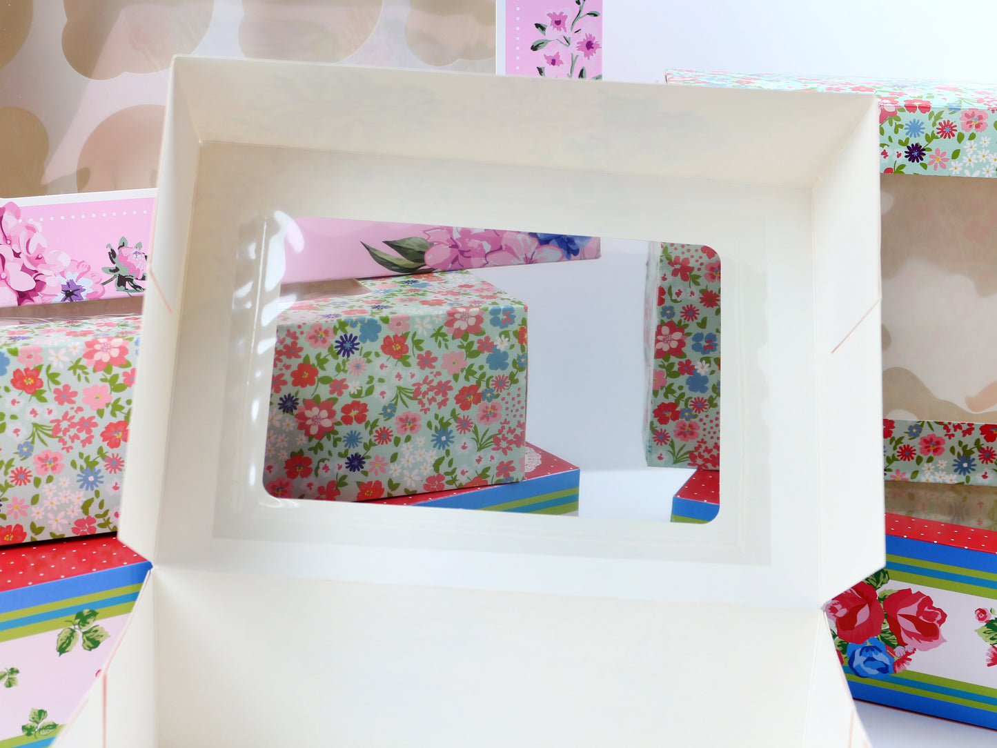 Cluster of Flowers Cookie Box With Window