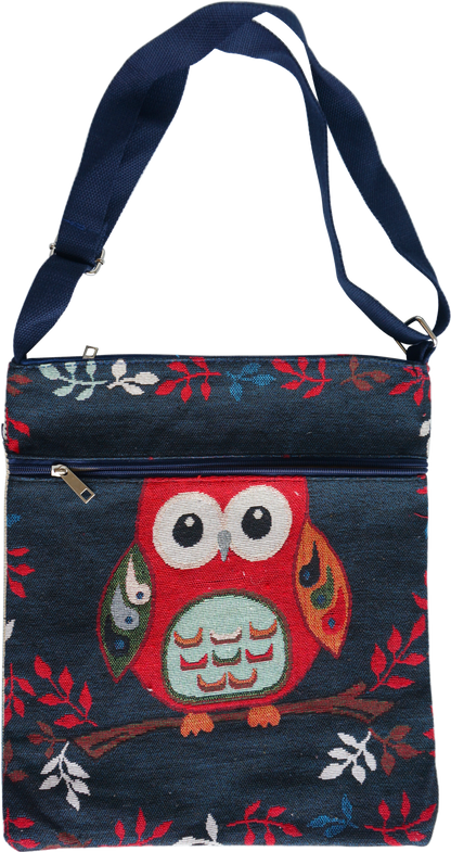 Cotton and linen crossbody bag